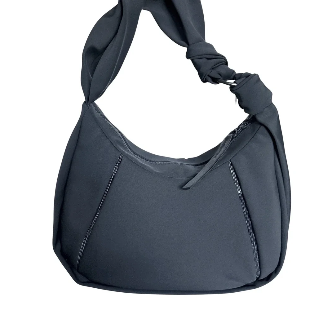 TUMI Asra Small Hobo Bag‎ Black Nylon Pleated Knotted Shoulder Strap Handbag NEW